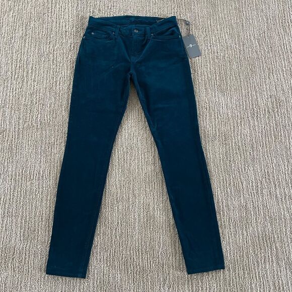 7 For All Mankind Green Corduroy Midrise Pant - Picture 1 of 9